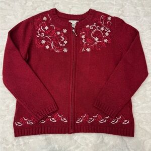 NWT Croft and Barrow Embroidered Red Women's Sweater